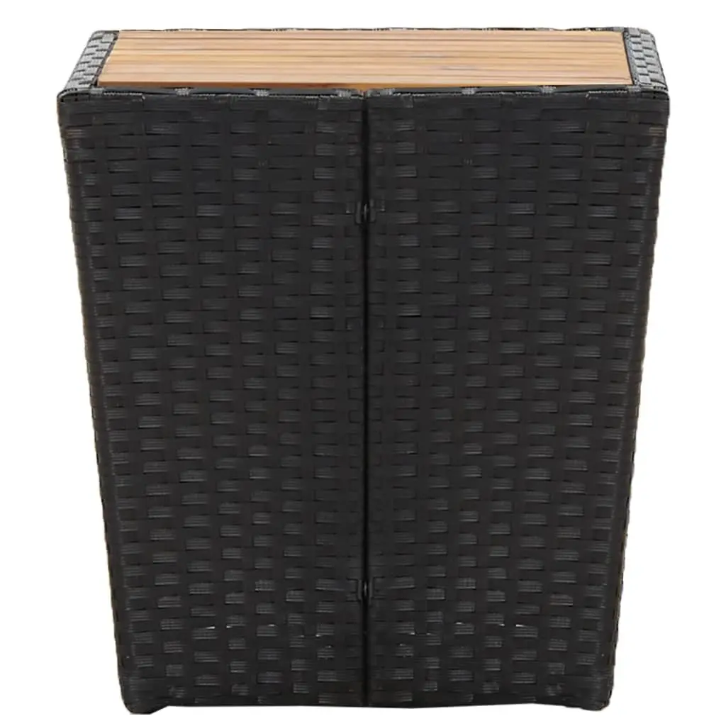 Outdoor Tea Table Black Acacia Wood Top Weather-Resistant PE Rattan Steel Frame 41.5 x 41.5 x 43 cm