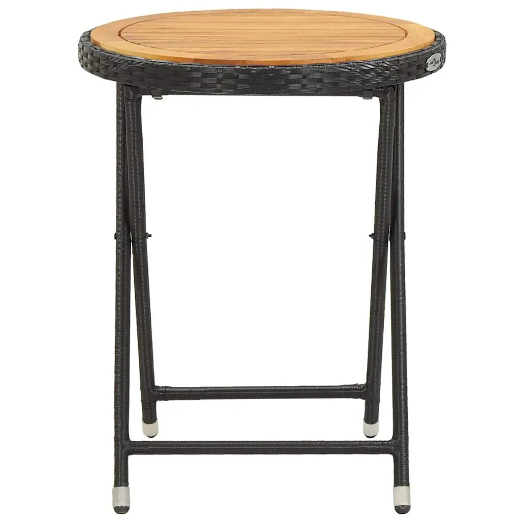 Outdoor Tea Table Black Poly Rattan Folding 60cm