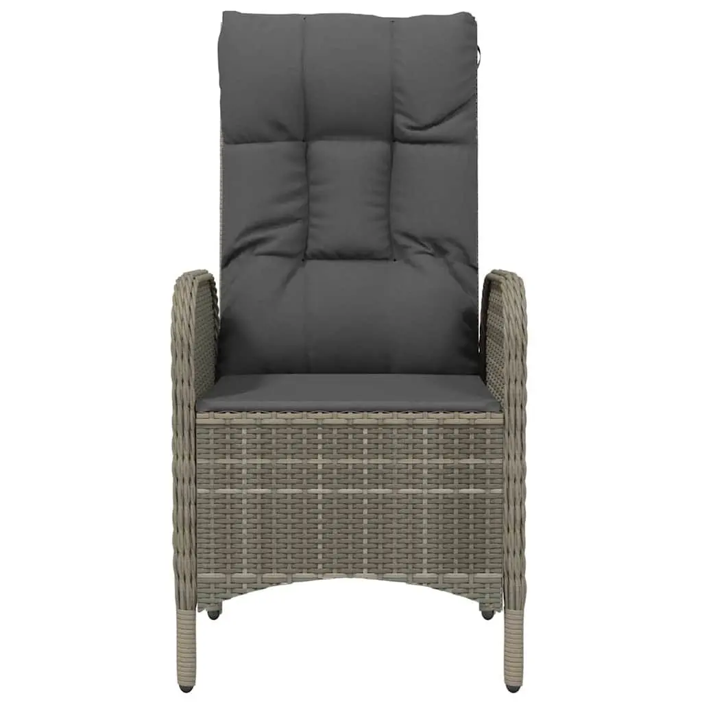 Outdoor Chairs 2 pcs Poly Rattan Grey Garden Patio Seating with Cushions