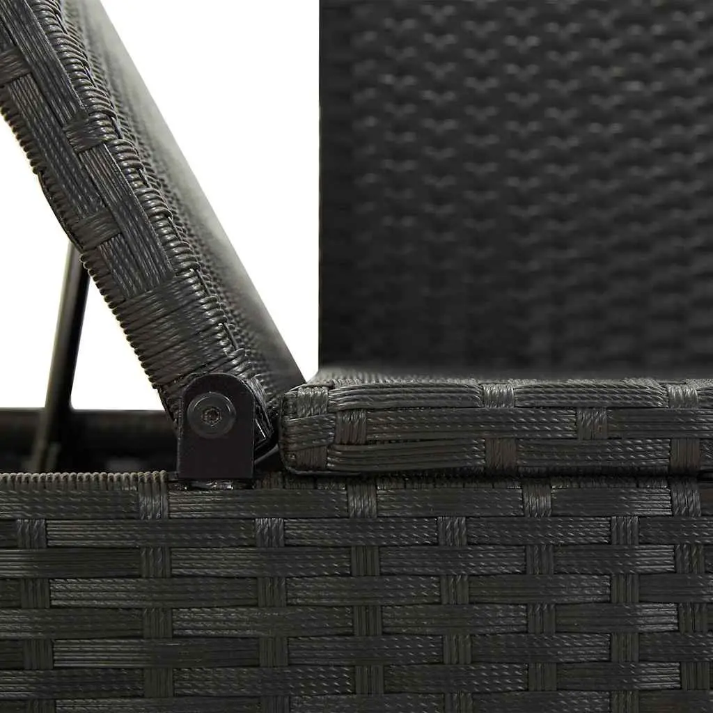 Sun Lounger Bed Adjustable Cushions Black Outdoor Patio Garden