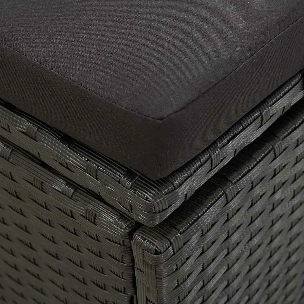 Sun Lounger Bed Adjustable Cushions Black Outdoor Patio Garden