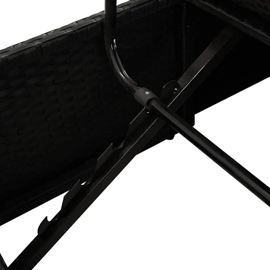 Sun Lounger Bed Adjustable Cushions Black Outdoor Patio Garden