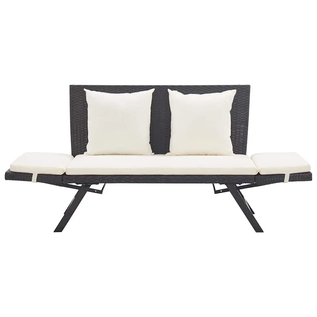 Outdoor Garden Bench Adjustable 176cm with Cushions Daybed Patio Rattan Lounger