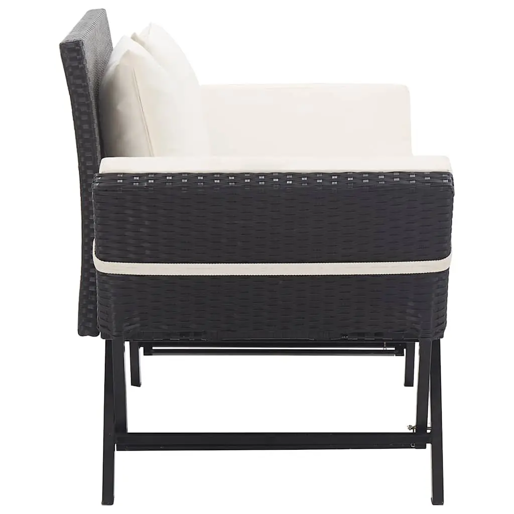 Outdoor Garden Bench Adjustable 176cm with Cushions Daybed Patio Rattan Lounger