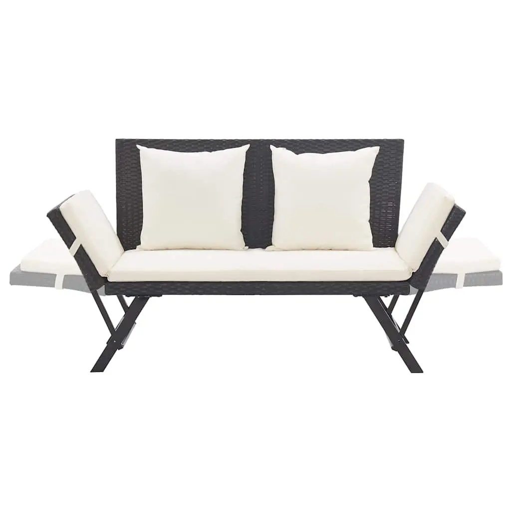 Outdoor Garden Bench Adjustable 176cm with Cushions Daybed Patio Rattan Lounger