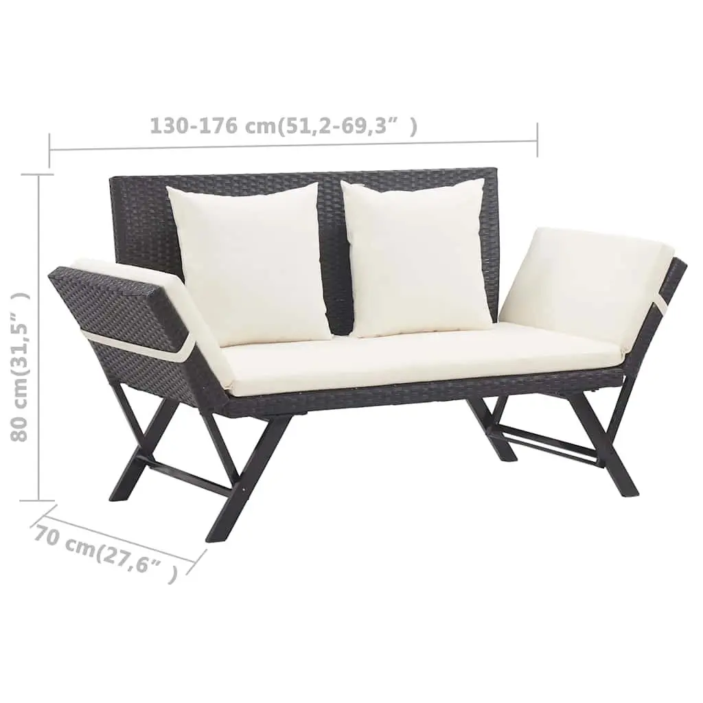 Outdoor Garden Bench Adjustable 176cm with Cushions Daybed Patio Rattan Lounger