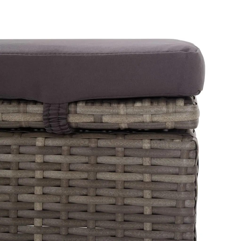 Sun Lounger Foldable Canopy Grey PE Rattan Outdoor Patio Reclining Chair