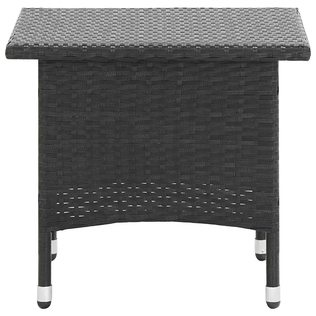 Outdoor Tea Table Black Weather-resistant Poly Rattan 50x50x47cm Garden Patio Side Coffee Table