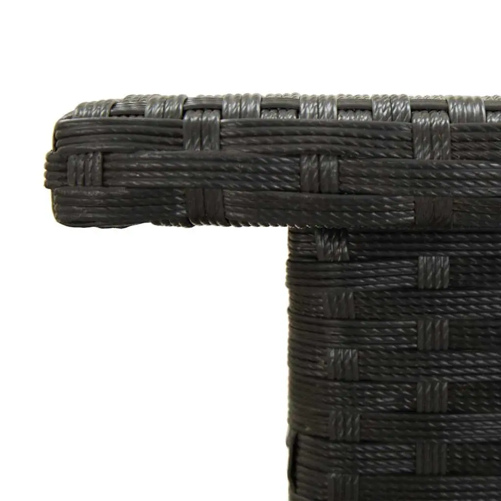 Outdoor Tea Table Black Weather-resistant Poly Rattan 50x50x47cm Garden Patio Side Coffee Table