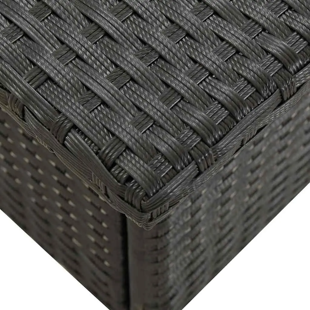 Outdoor Tea Table Black Weather-resistant Poly Rattan 50x50x47cm Garden Patio Side Coffee Table