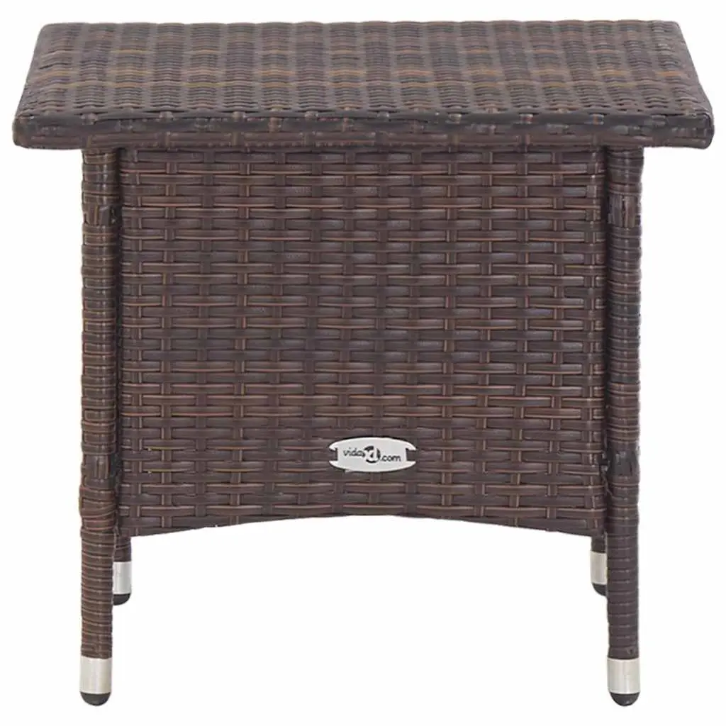 Outdoor Tea Table Brown Poly Rattan 50 x 50 x 47 cm Steel Frame
