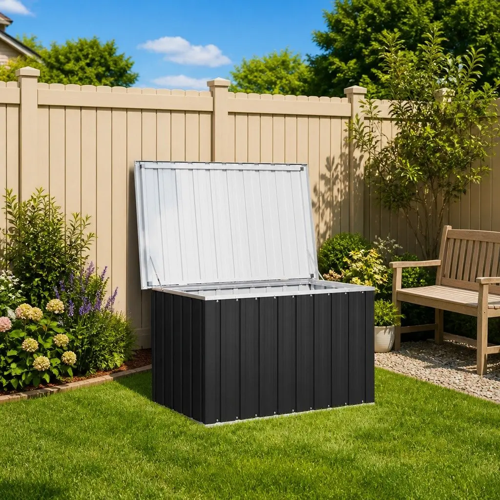 Garden Storage Box Anthracite Outdoor Patio Cushion Pillow Blanket Chest Deck