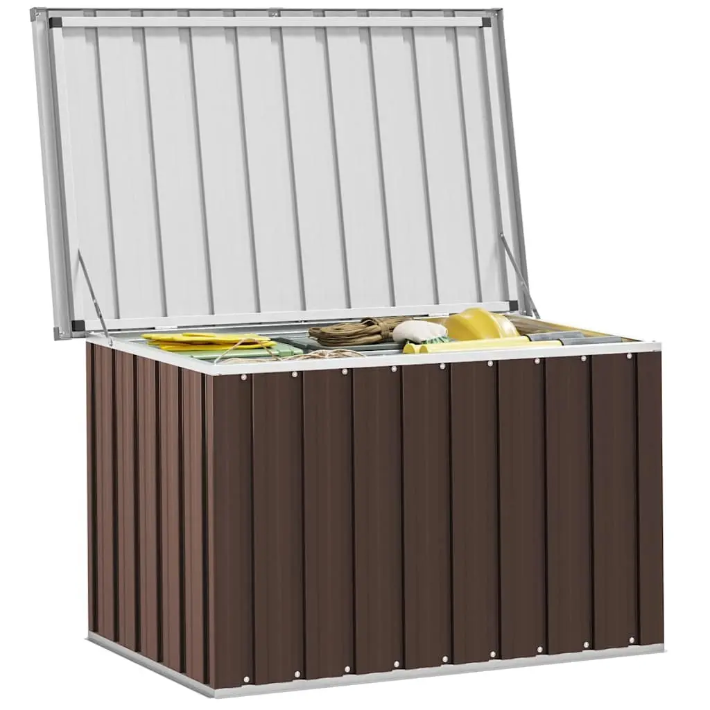 Garden Storage Box Galvanised Steel Frame Brown 109 x 67 x 65 cm