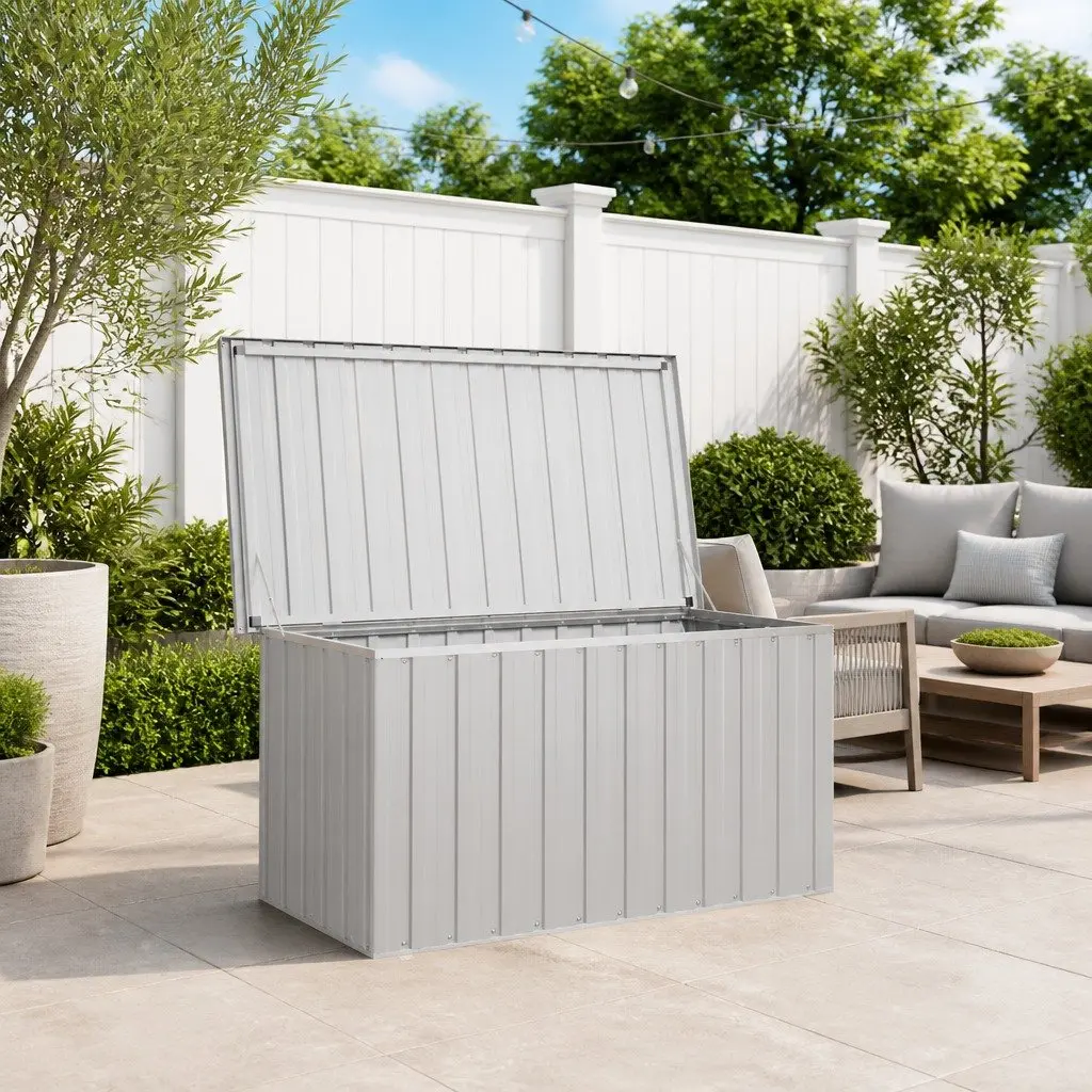 Garden Storage Box Grey Outdoor Patio Deck Cushion Pillow Blanket Organiser