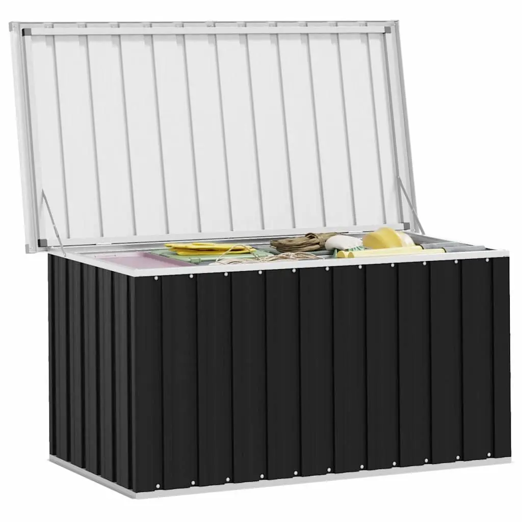 Garden Storage Box Anthracite Galvanised Steel 129 x 67 x 65 cm Outdoor Patio Deck Cushion Organiser Chest