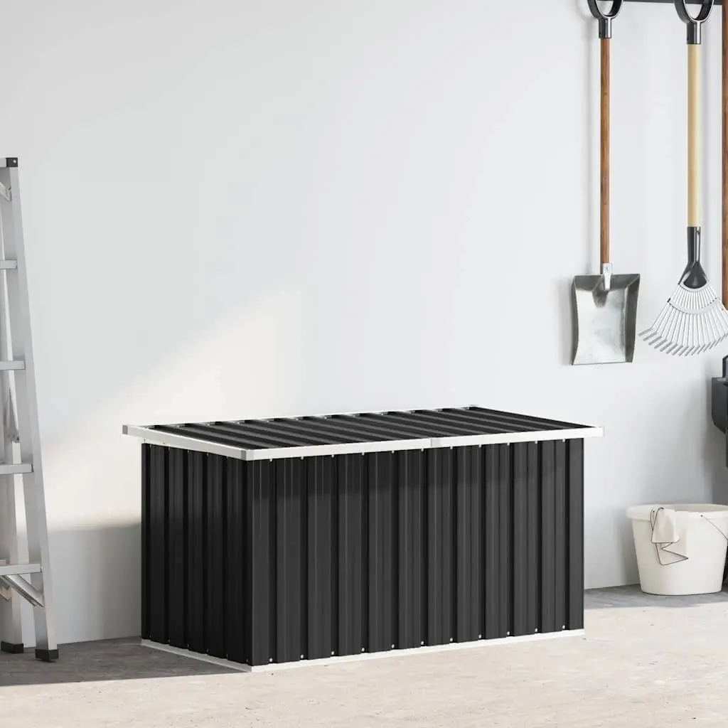 Garden Storage Box Anthracite Galvanised Steel 129 x 67 x 65 cm Outdoor Patio Deck Cushion Organiser Chest