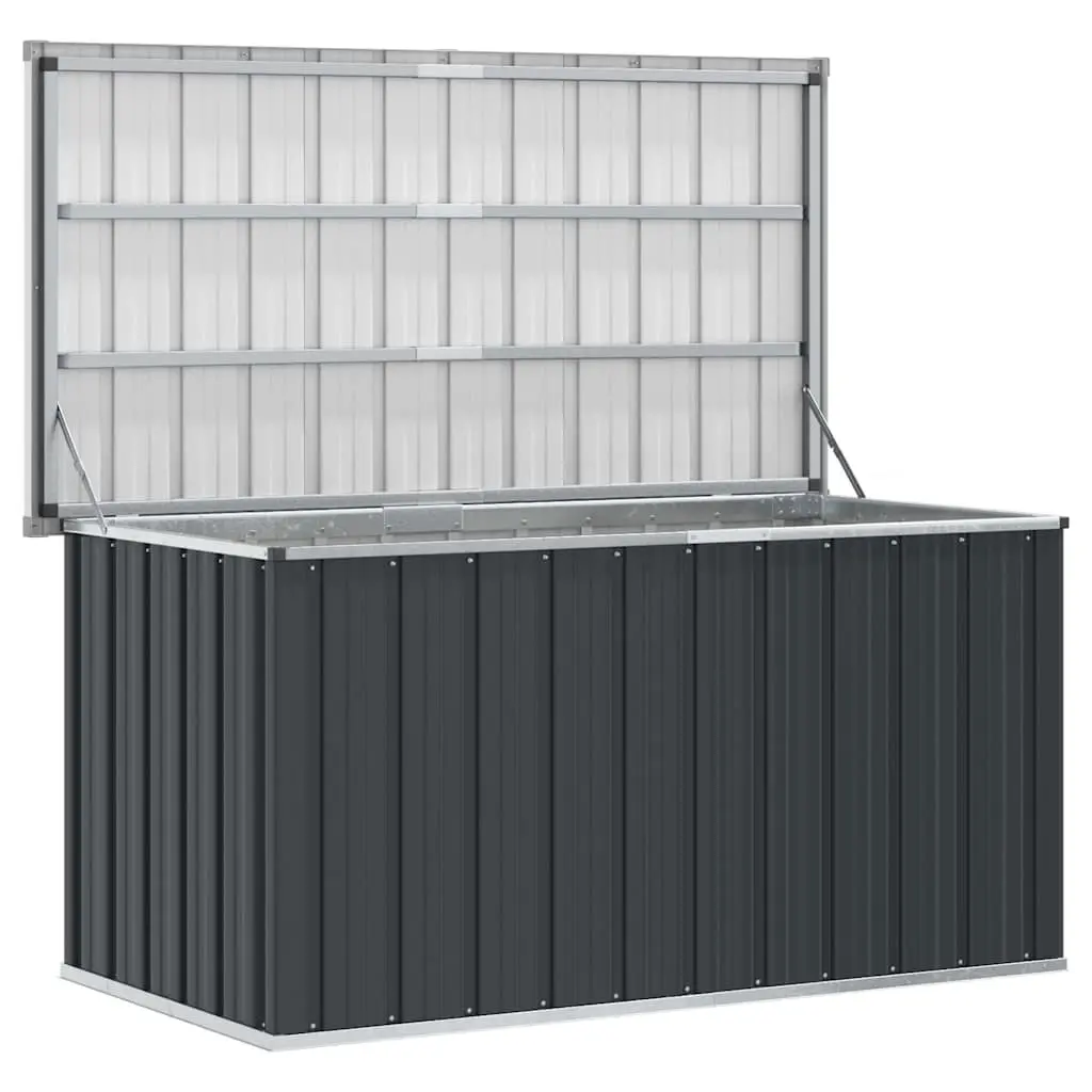 Garden Storage Box Anthracite Galvanised Steel 129 x 67 x 65 cm Outdoor Patio Deck Cushion Organiser Chest