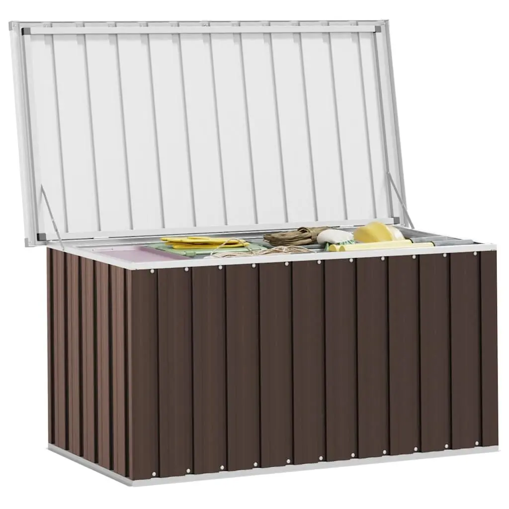 Garden Storage Box Brown Outdoor Patio Deck Furniture Durable Steel Chest