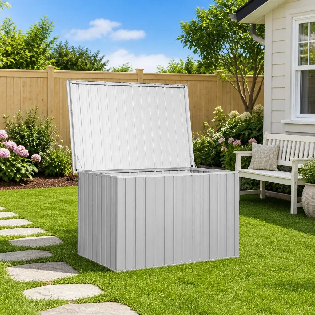 Garden Storage Box Grey Galvanised Steel 149x99x93 cm