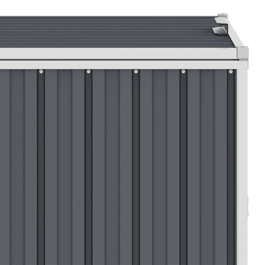 Triple Garbage Bin Shed Grey Steel Storage 213 x 81 x 121 cm
