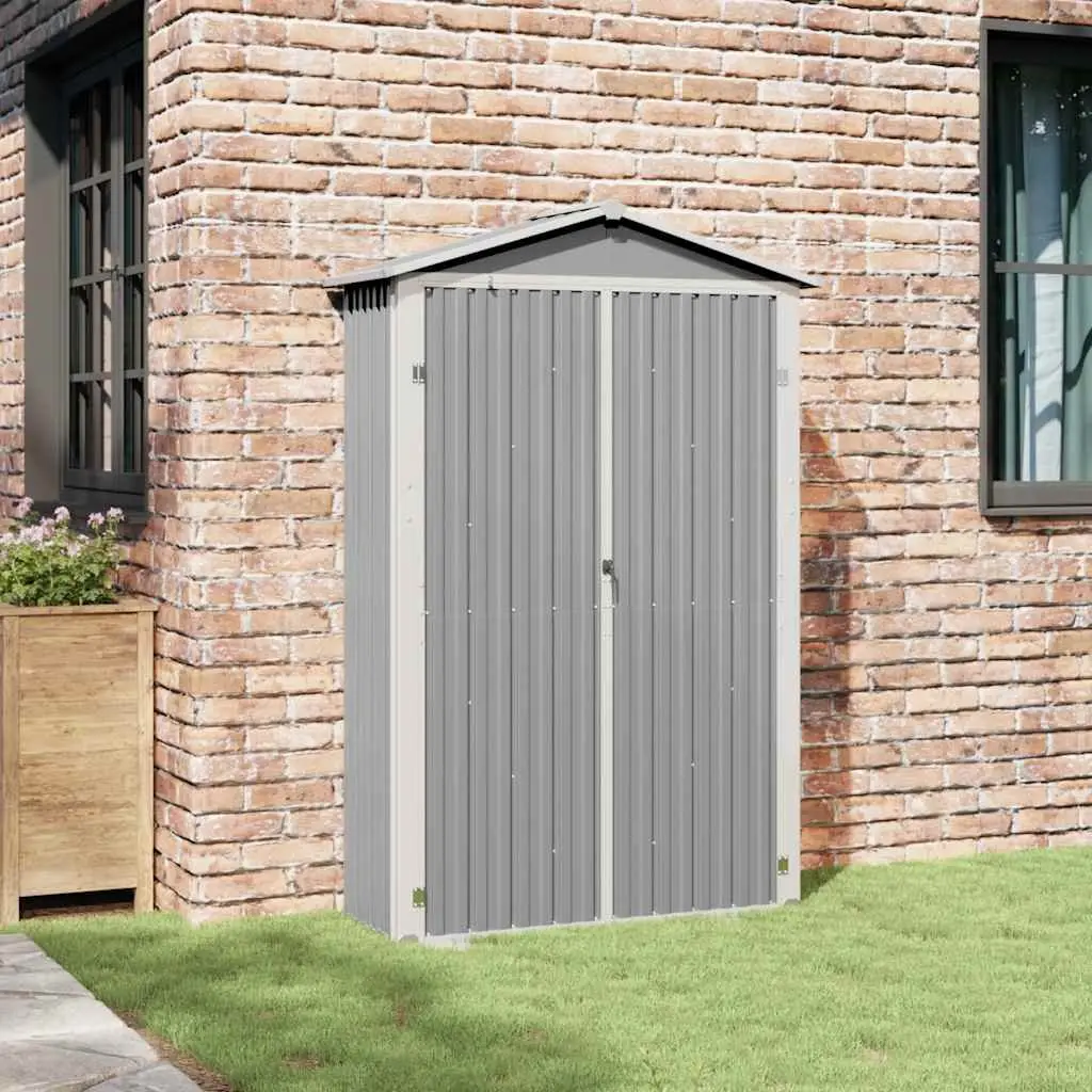 Garden Shed Grey Metal Galvanised Steel Outdoor Storage 116L x 45W x 175H cm
