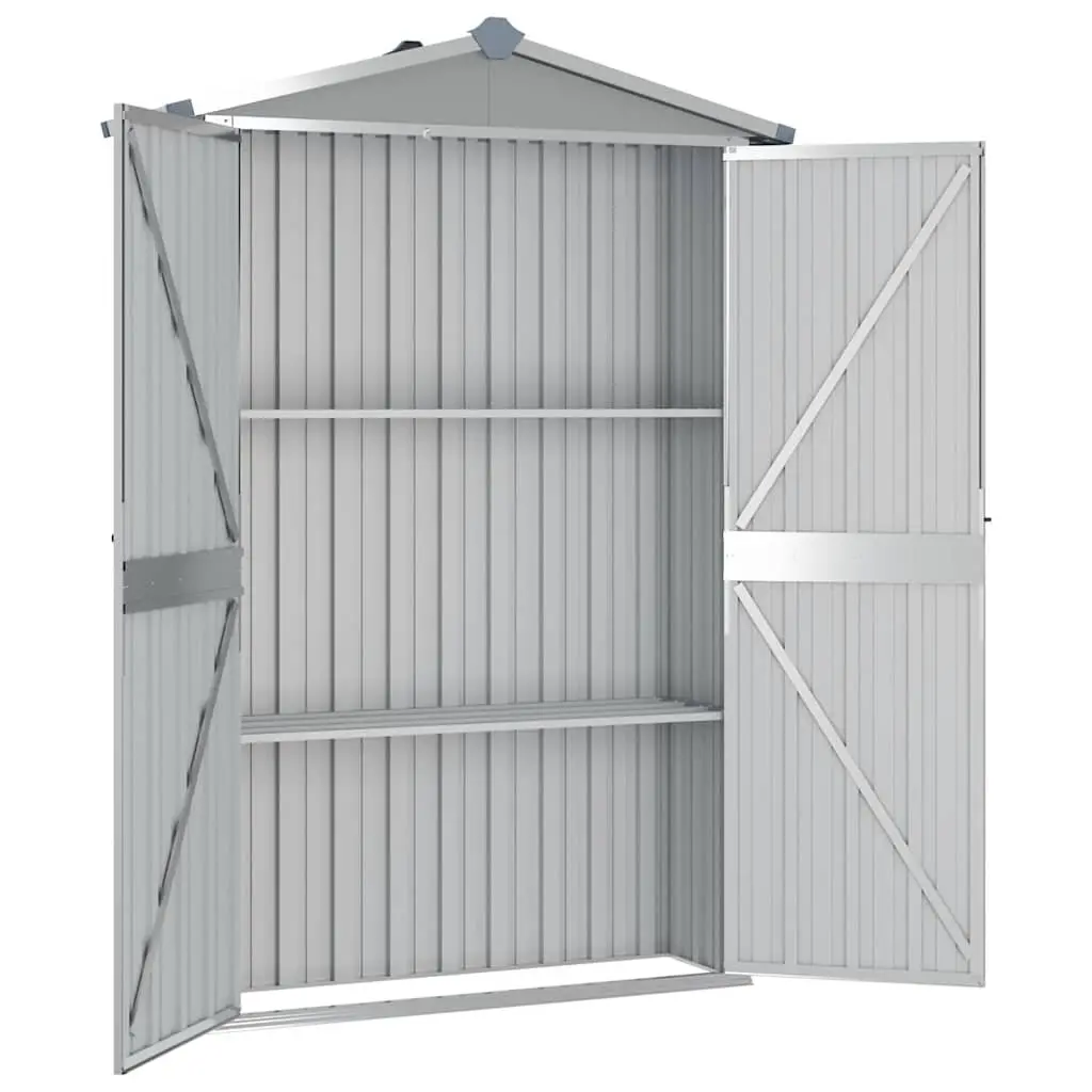 Garden Shed Grey Metal Galvanised Steel Outdoor Storage 116L x 45W x 175H cm