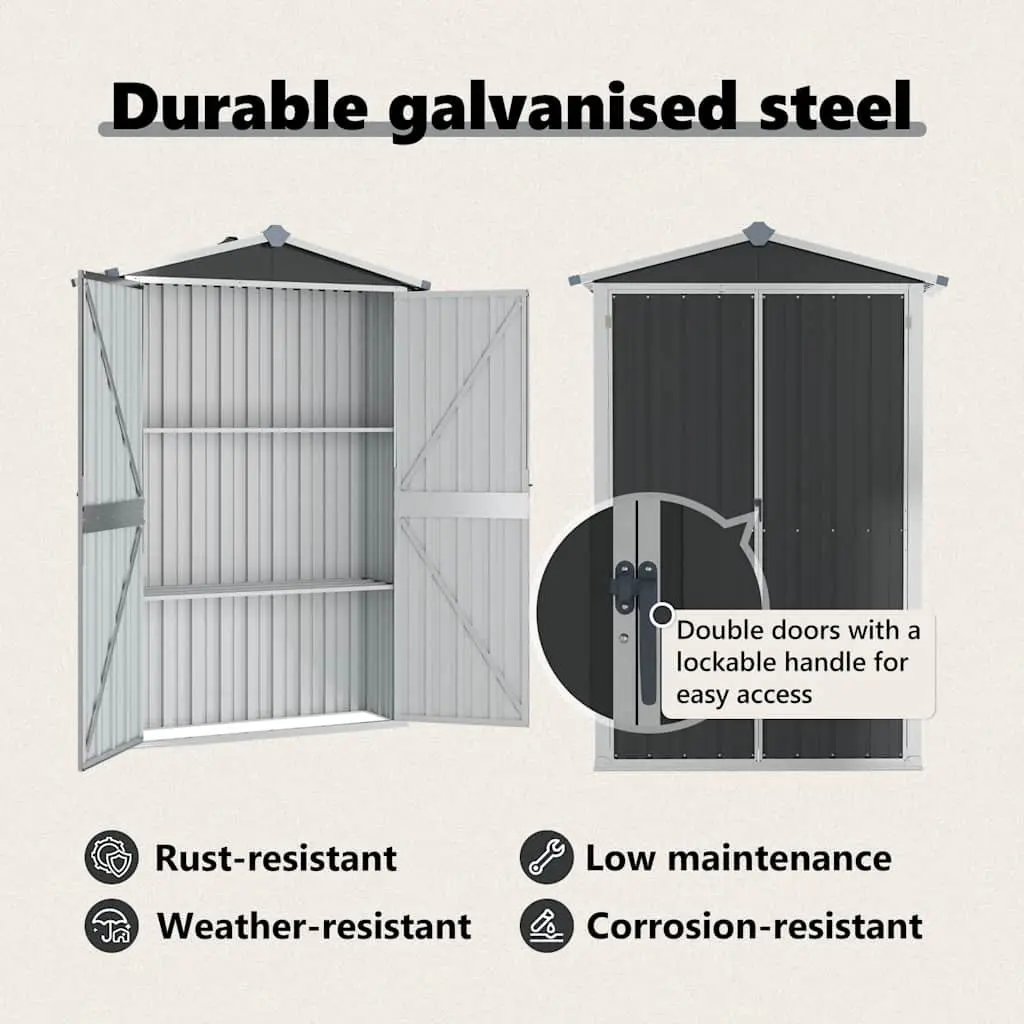 Garden Shed Anthracite Galvanised Steel 116x45x175 cm Outdoor Storage