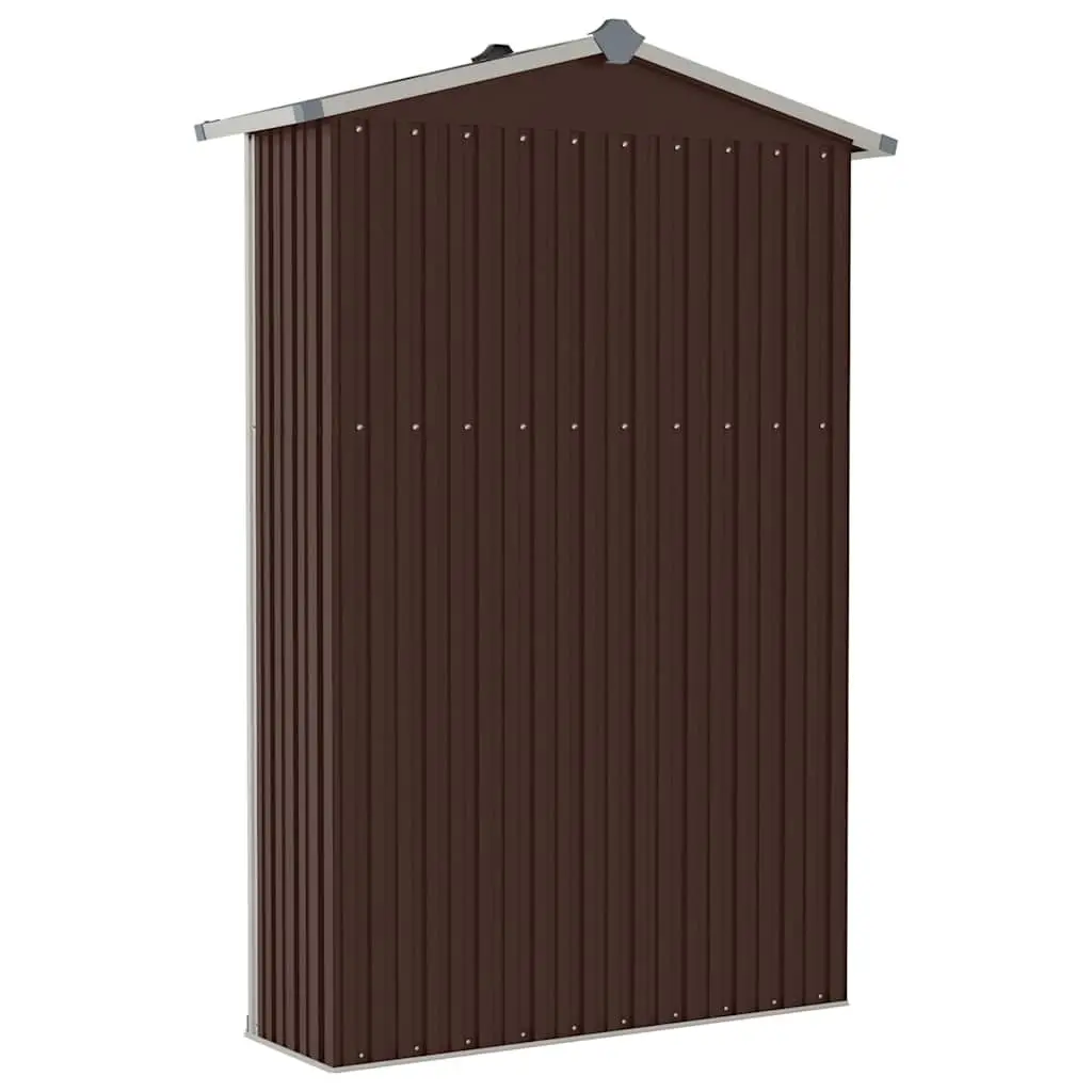 Garden Shed Brown Galvanised Steel Outdoor Storage with Double Doors and Shelves 116 x 45 x 175 cm