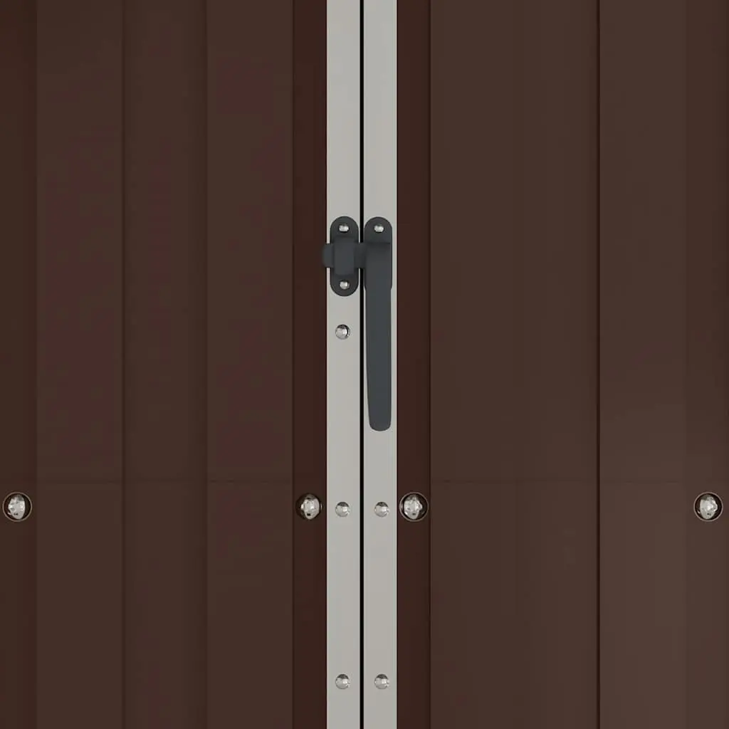 Garden Shed Brown Galvanised Steel Outdoor Storage with Double Doors and Shelves 116 x 45 x 175 cm