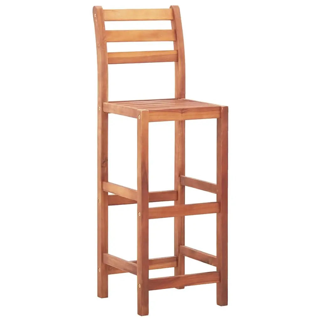 Bar Stools Solid Acacia Wood Outdoor Kitchen Dining Seating Set 2 pcs