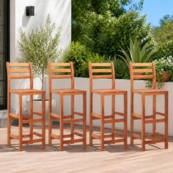 Comfortable Wooden Bar Stools Set of 4 for Outdoor Use