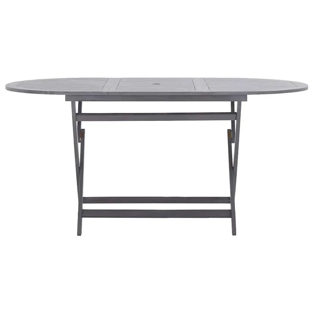 Folding Garden Dining Table Grey Solid Acacia Wood 160 x 85 x 75 cm