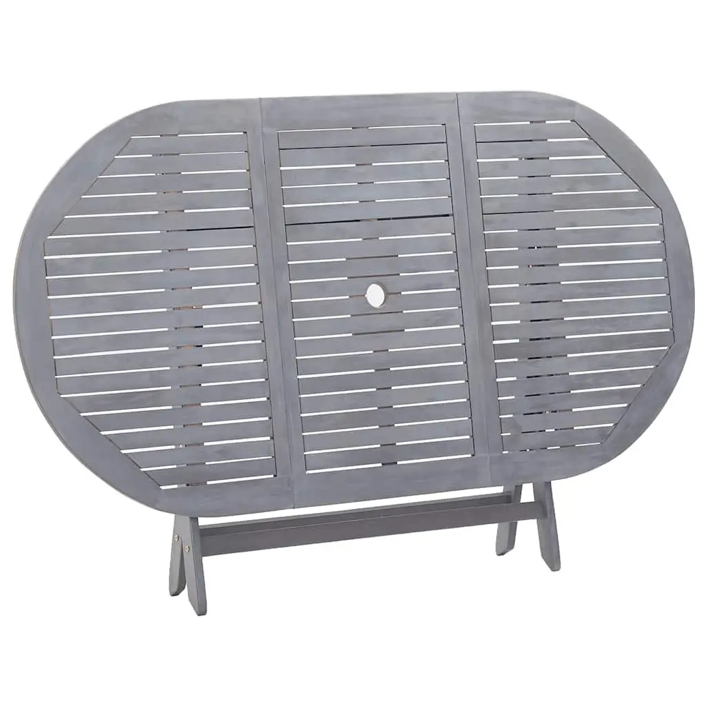 Folding Garden Dining Table Grey Solid Acacia Wood 160 x 85 x 75 cm