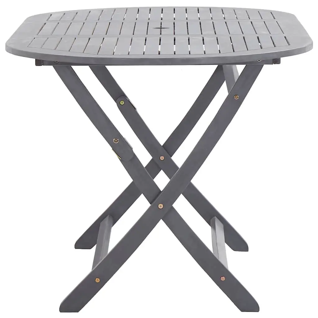 Folding Garden Dining Table Grey Solid Acacia Wood 160 x 85 x 75 cm
