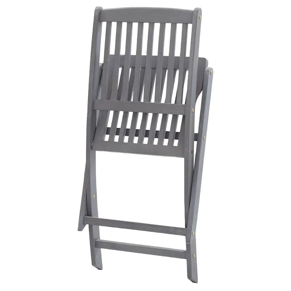Folding Outdoor Chairs Grey Solid Acacia Wood 4 Piece Garden Patio Dining Seating