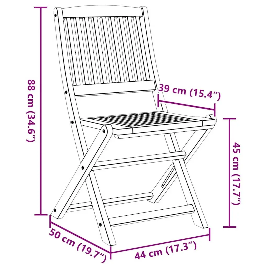 Folding Outdoor Chairs Grey Solid Acacia Wood 4 Piece Garden Patio Dining Seating