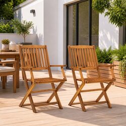 Enjoy Outdoor Dining with 2 Folding Chairs Set