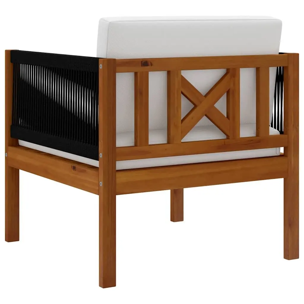 Outdoor Garden Chairs 2pc Set Solid Wood Patio Seating Rope Design Brown
