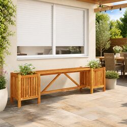 Acacia Wood Garden Bench with Two Side Planters