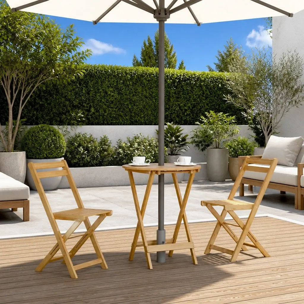 Folding Garden Dining Table Weather-resistant Brown Acacia Wood 60x75cm