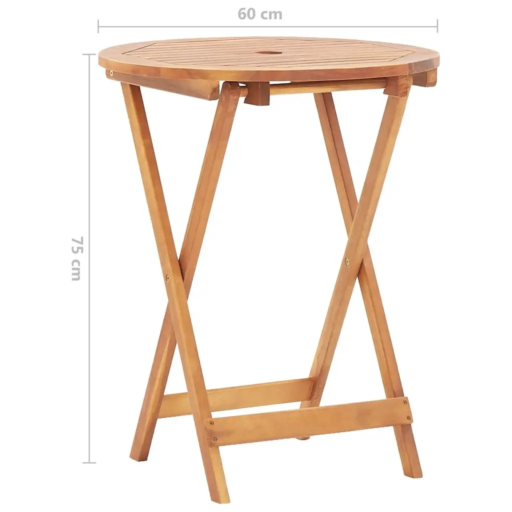 Folding Garden Dining Table Weather-resistant Brown Acacia Wood 60x75cm