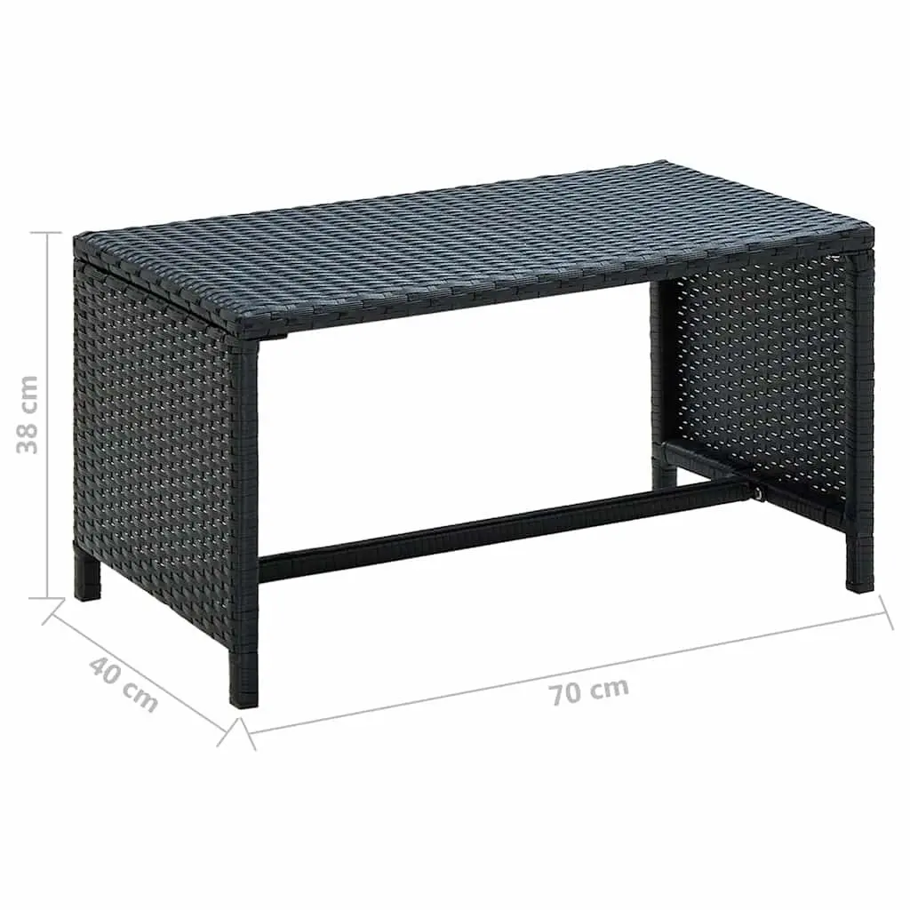 Black Poly Rattan Coffee Table Water-resistant 70x40x38 cm Outdoor Garden Patio Furniture