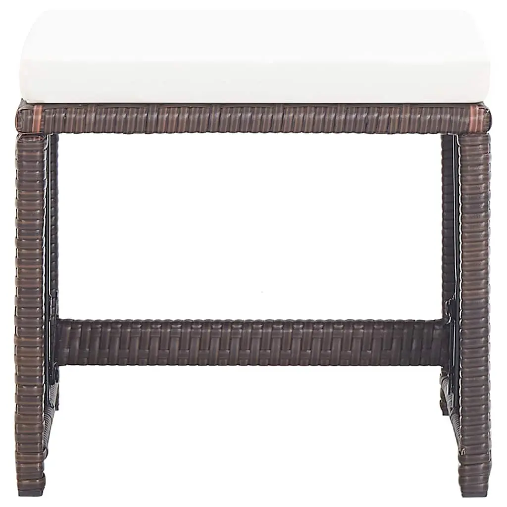 Brown Rattan Garden Stools with Cushions