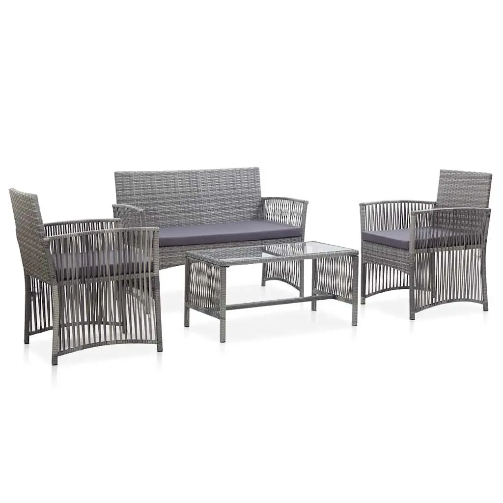 Garden Lounge Set Rattan Outdoor Furniture 4 Piece Patio Sofa Bench Chairs Table