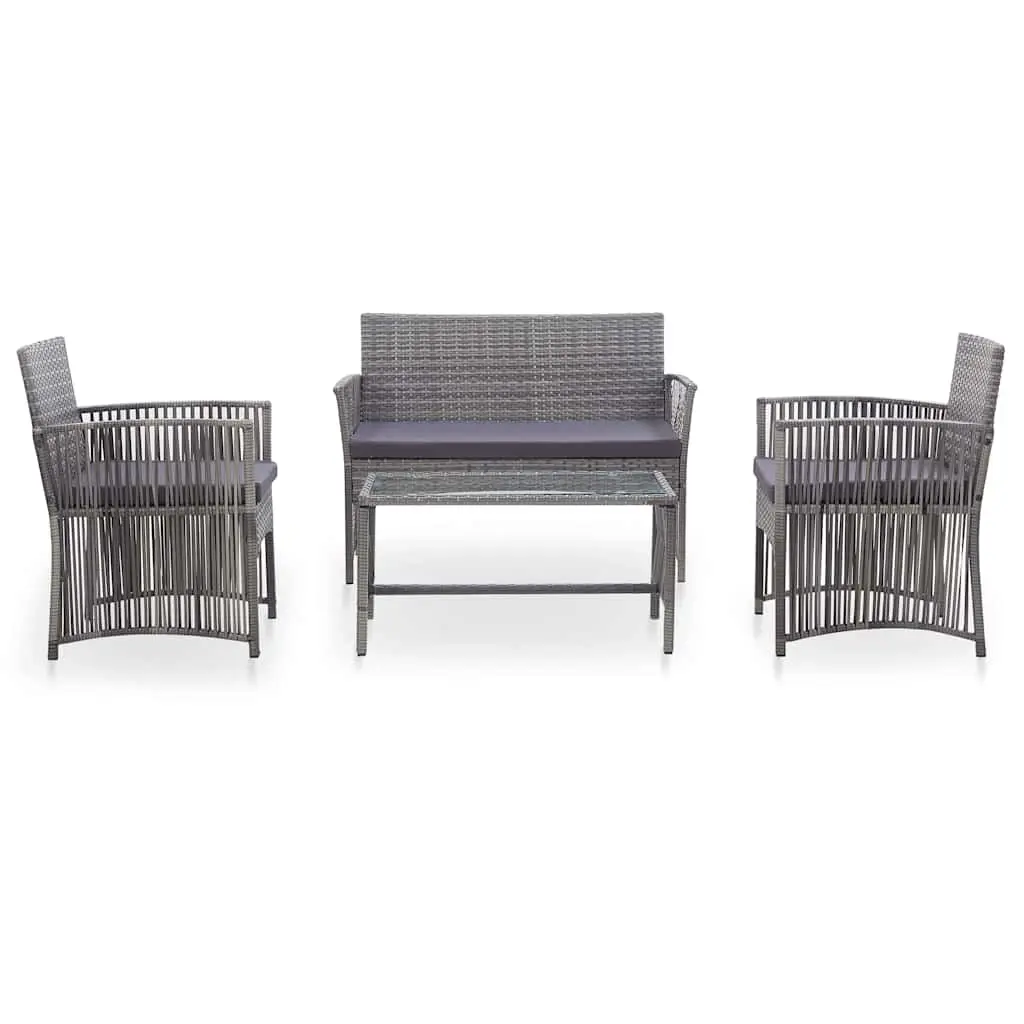 Garden Lounge Set Rattan Outdoor Furniture 4 Piece Patio Sofa Bench Chairs Table