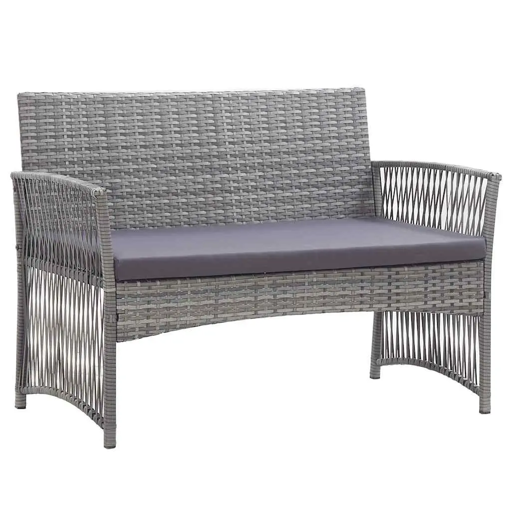 Garden Lounge Set Rattan Outdoor Furniture 4 Piece Patio Sofa Bench Chairs Table
