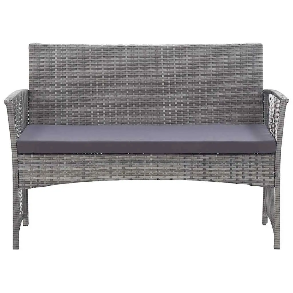 Garden Lounge Set Rattan Outdoor Furniture 4 Piece Patio Sofa Bench Chairs Table