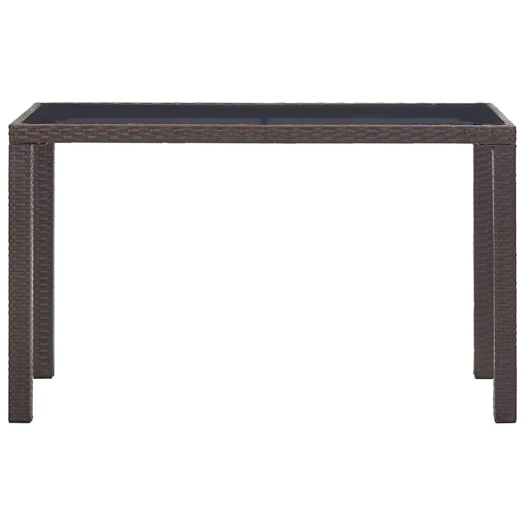 Garden Dining Table Brown Poly Rattan Outdoor Furniture 123 x 60 x 74 cm