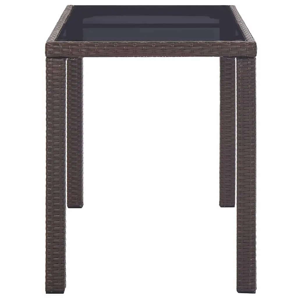 Garden Dining Table Brown Poly Rattan Outdoor Furniture 123 x 60 x 74 cm