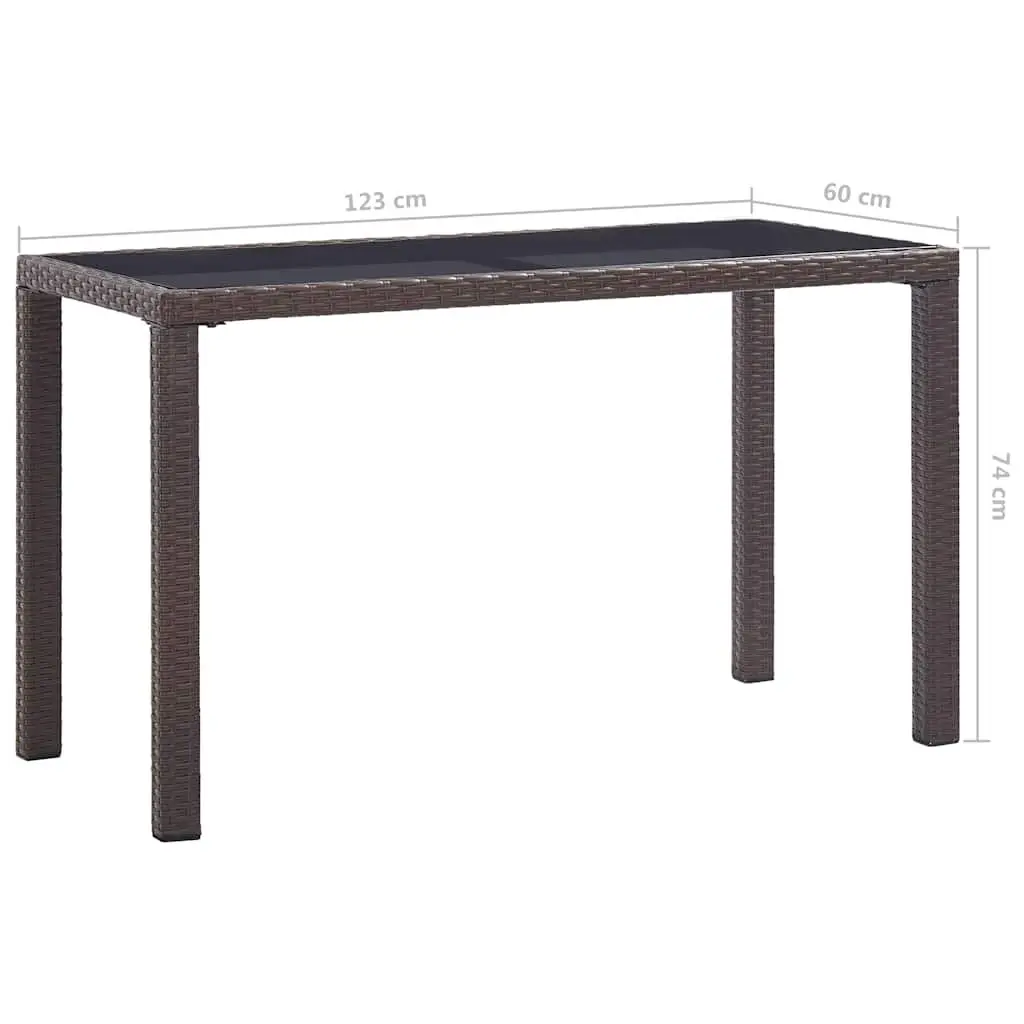 Garden Dining Table Brown Poly Rattan Outdoor Furniture 123 x 60 x 74 cm